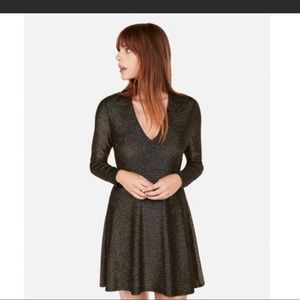 Express Fit & Flare Long sleeve V-Neck Black XS